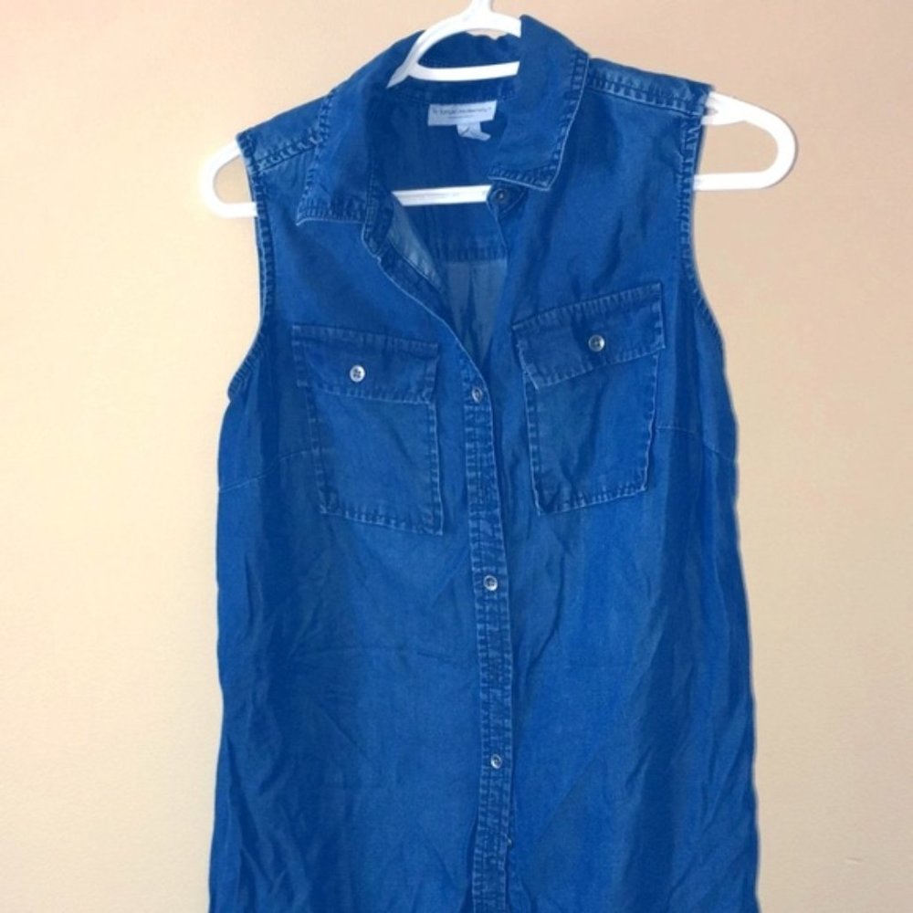 Maternity Sleeveless Shirt Dress Indigo -S